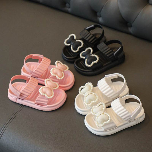 Beach Princess: Little Girls' Net Open-Toe Sandals with Non-Slip Sole - IRRAKIDS