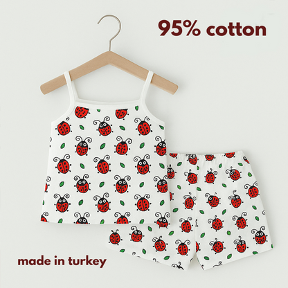 Ensemble de nuit et de jeu en coton pour enfants Coccinelle – Confort estival léger