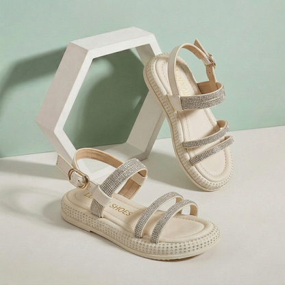 Sandales à brides pailletées pour filles – Chaussures plates décontractées et confortables pour l'été