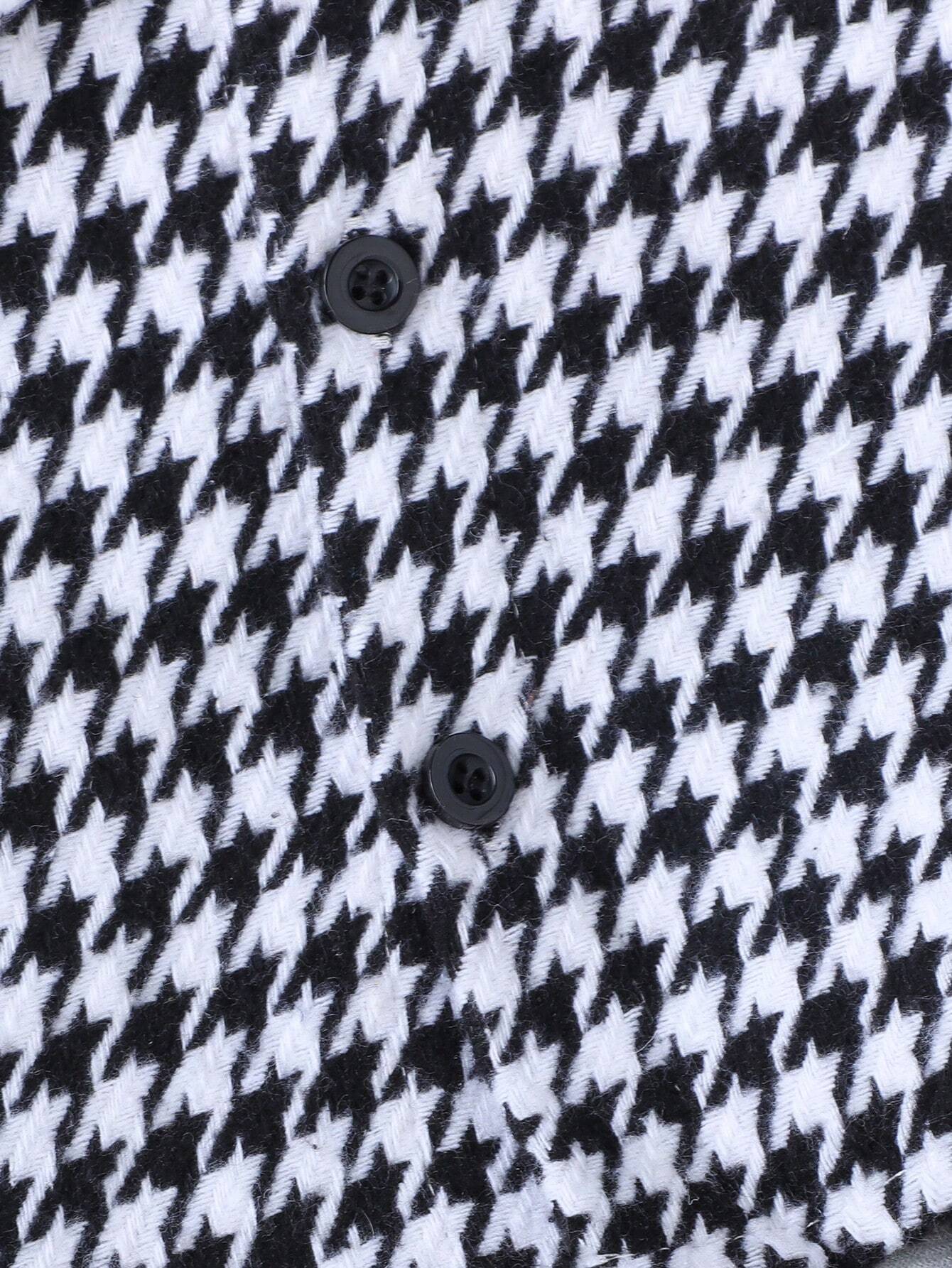 Ensemble pour  garçon Playful Pals – Surchemise élégante à imprimé pied-de-poule + pantalon noir assorti, tenue décontractée et élégante pour le printemps et l'automne