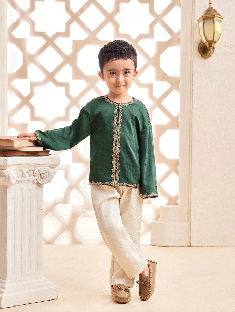 Festive Fusion: Modern and Traditional Long Sleeve Set for Young Boys - IRRAKIDS