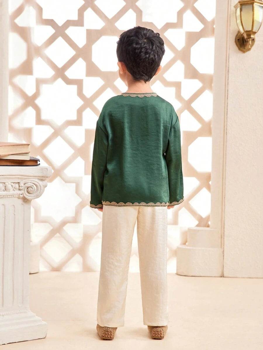 Festive Fusion: Modern and Traditional Long Sleeve Set for Young Boys - IRRAKIDS