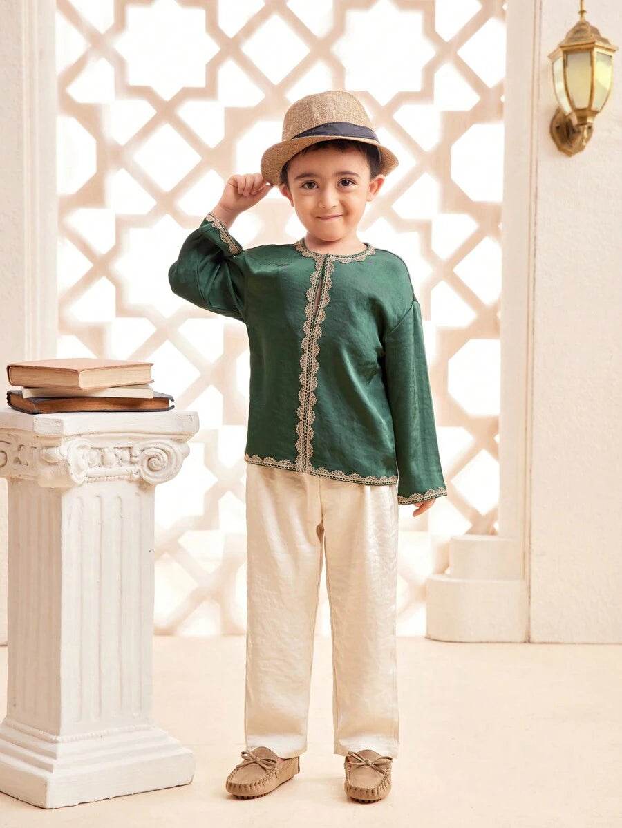 Festive Fusion: Modern and Traditional Long Sleeve Set for Young Boys - IRRAKIDS