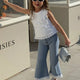 Toddler Girls Summer 2-Piece Set—Bowknot Top & Lace Wide Leg Pants
