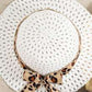100% Cotton Two Piece Leopard Square Neck Sleeveless Bowknot Dress with Hat Set