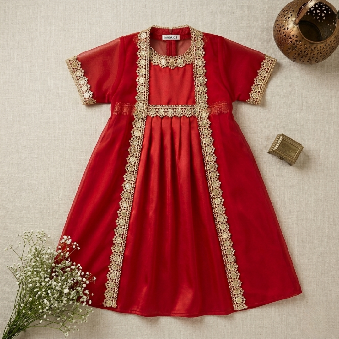 Robe élégante en satin et tulle pour fille avec cape en dentelle brodée