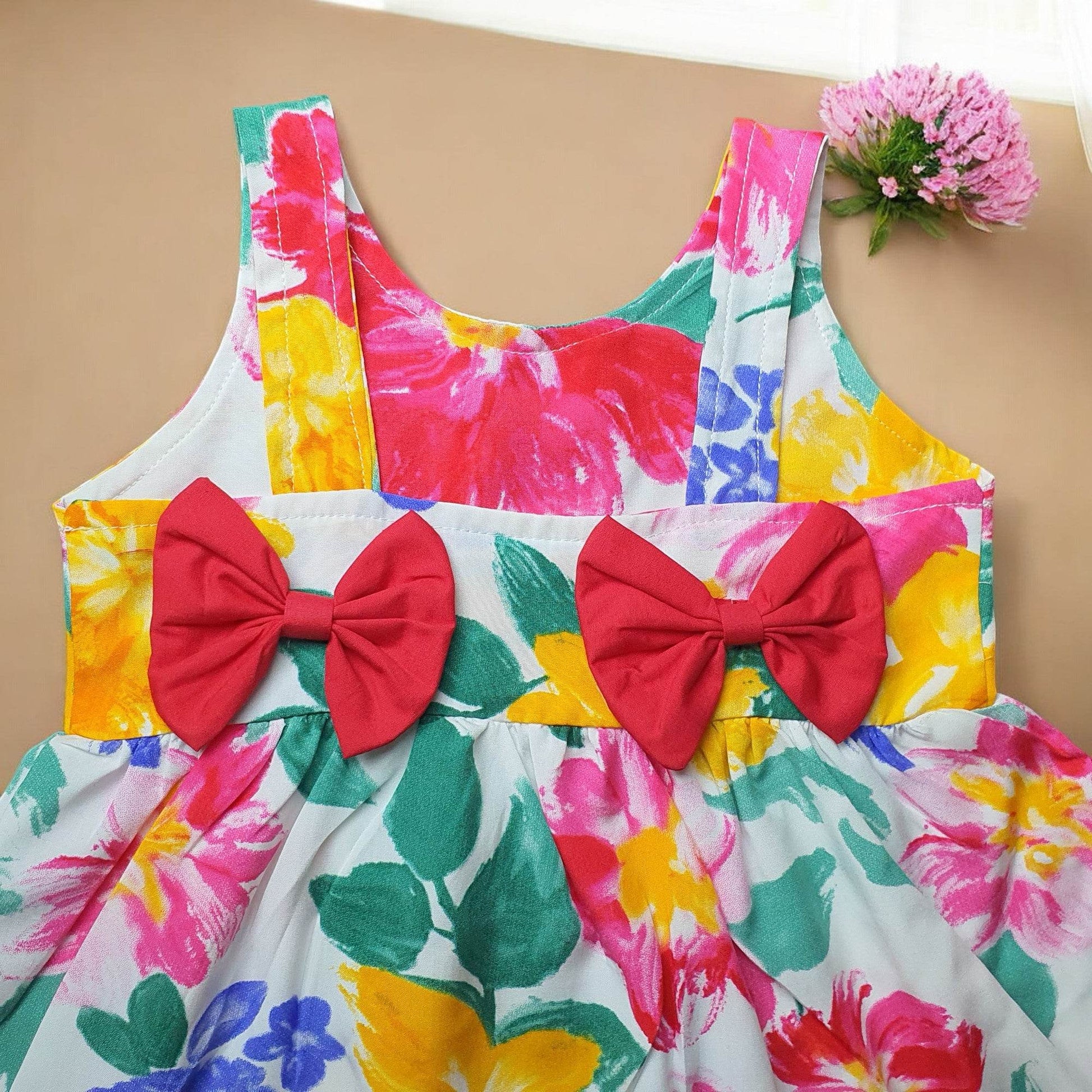 Colorful floral dress, and sun hat - IRRAKIDS