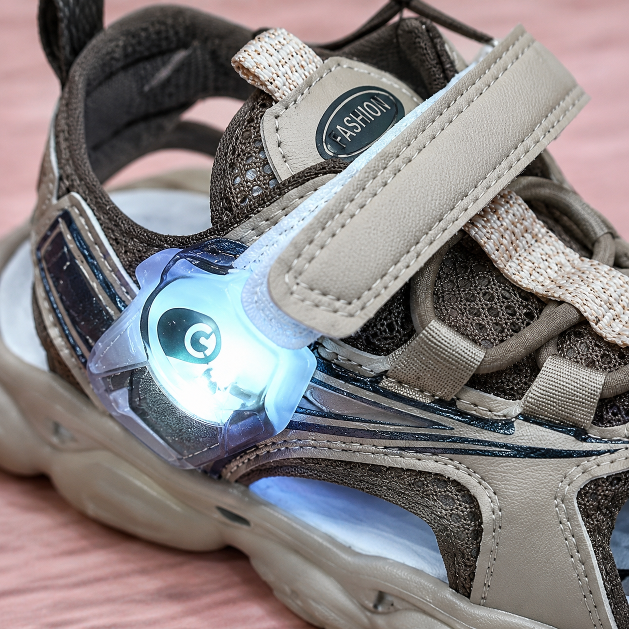 Kids Sport Sandals with LED Lights – Breathable Anti-Slip Summer Shoes