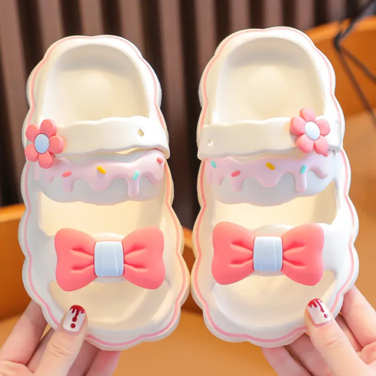 Cute girls summer slippers with bowknot.