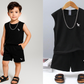 Ensemble débardeur et short d'été à imprimé mignon avec col ras du cou pour enfants
