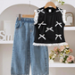 Ensemble 2 pièces d'été pour petite fille : haut à nœud et pantalon large en dentelle
