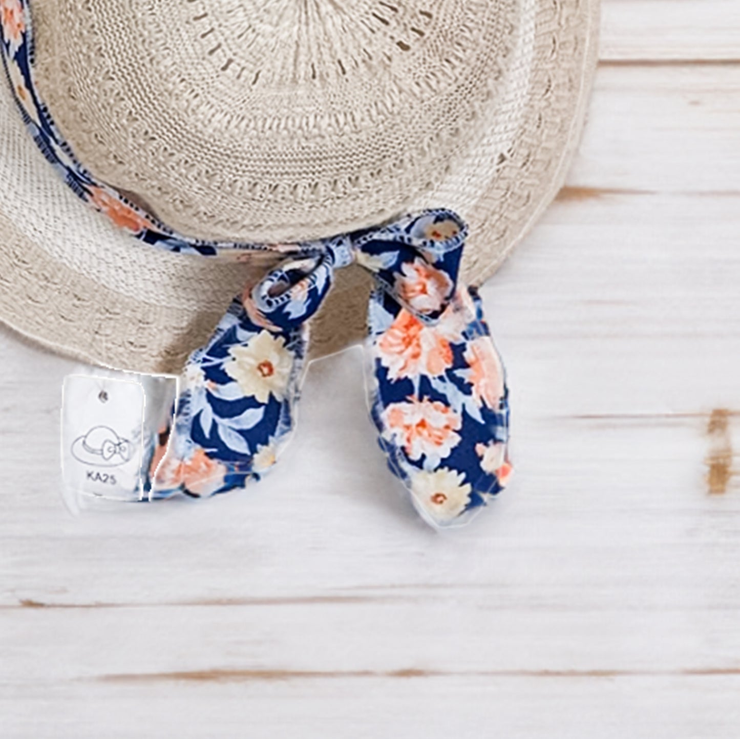 Floral Dreams : Ensemble robe sans manches et chapeau - Bleu avec fleurs roses