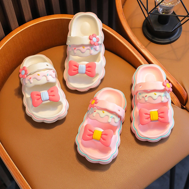 Cute girls summer slippers with bowknot.