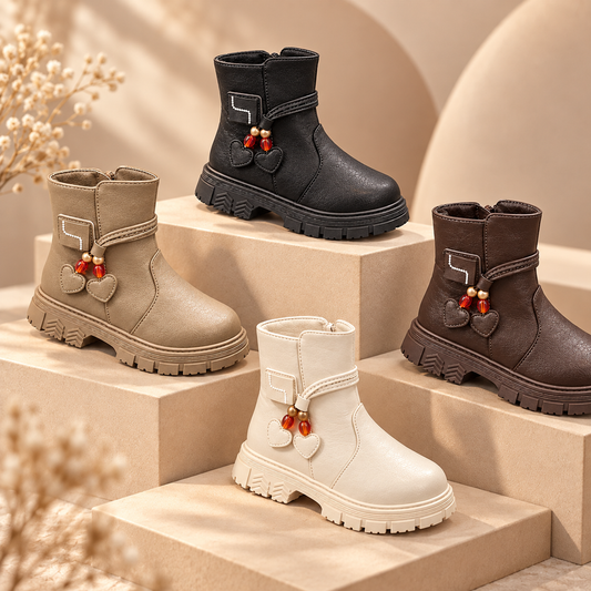 Bottines filles à breloques cœur – Un confort stylé pour toutes les petites aventures