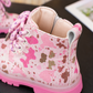 Bottines à lacets pour filles avec imprimé cœurs et papillons charmants