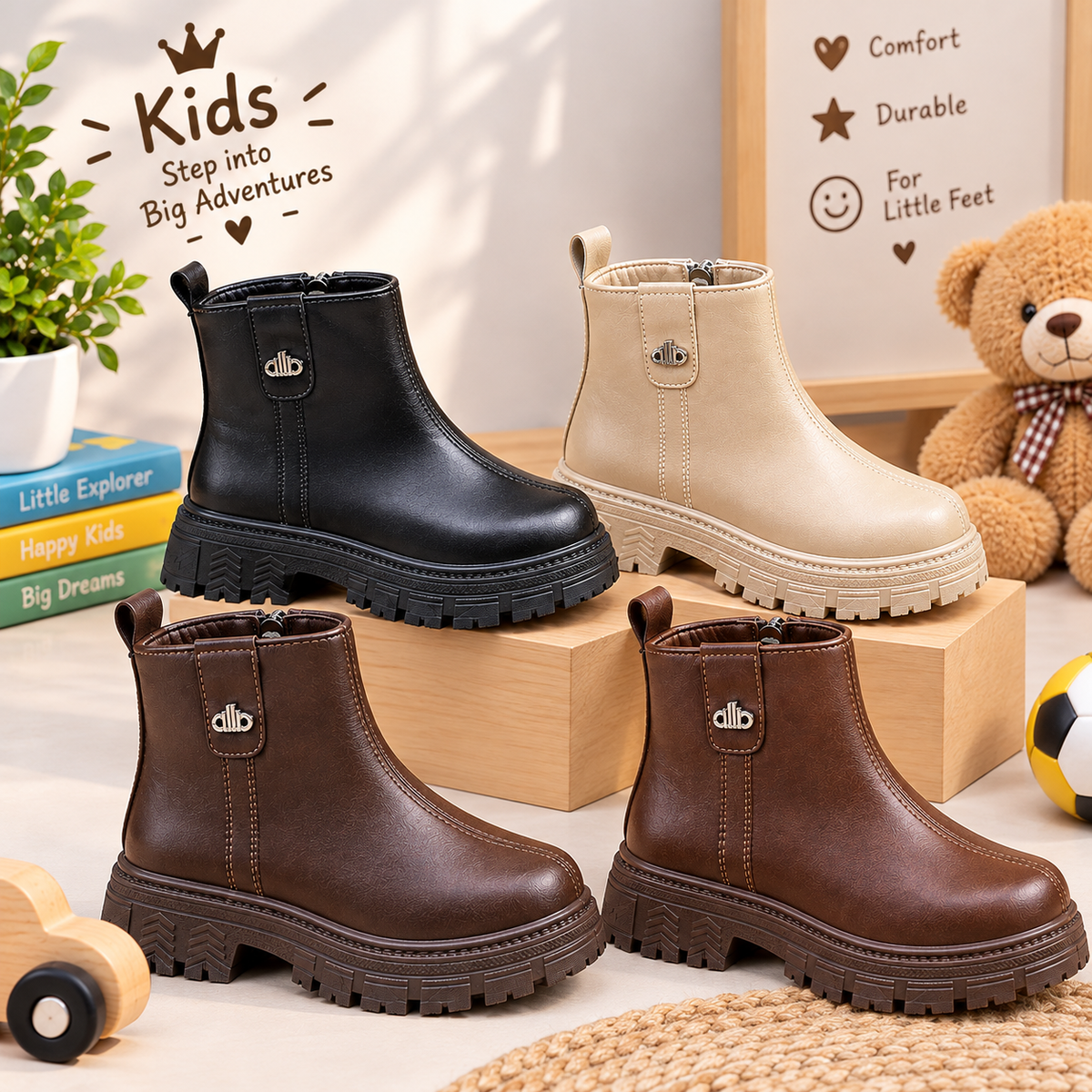 Kids’ Chunky Ankle Boots – Stylish, Comfortable & Durable Everyday Shoes