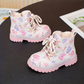 Bottines à lacets pour filles avec imprimé cœurs et papillons charmants