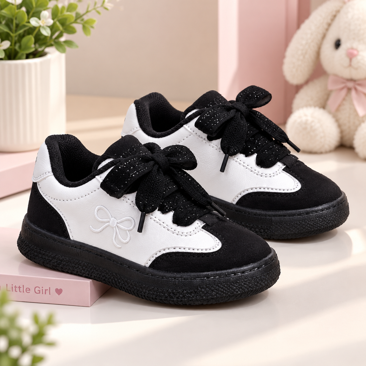 Girls Casual Sneakers – Stylish Bow Detail & Comfortable Everyday Shoes