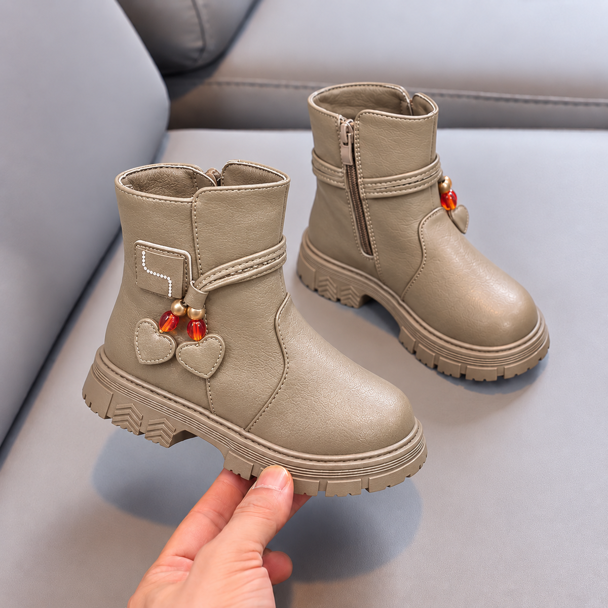 Girls’ Heart Charm Ankle Boots – Stylish Comfort for Every Little Adventure