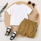 2pcs Baby Boy Dinosaur Print Glasses Tee & Cargo Shorts Summer Set,