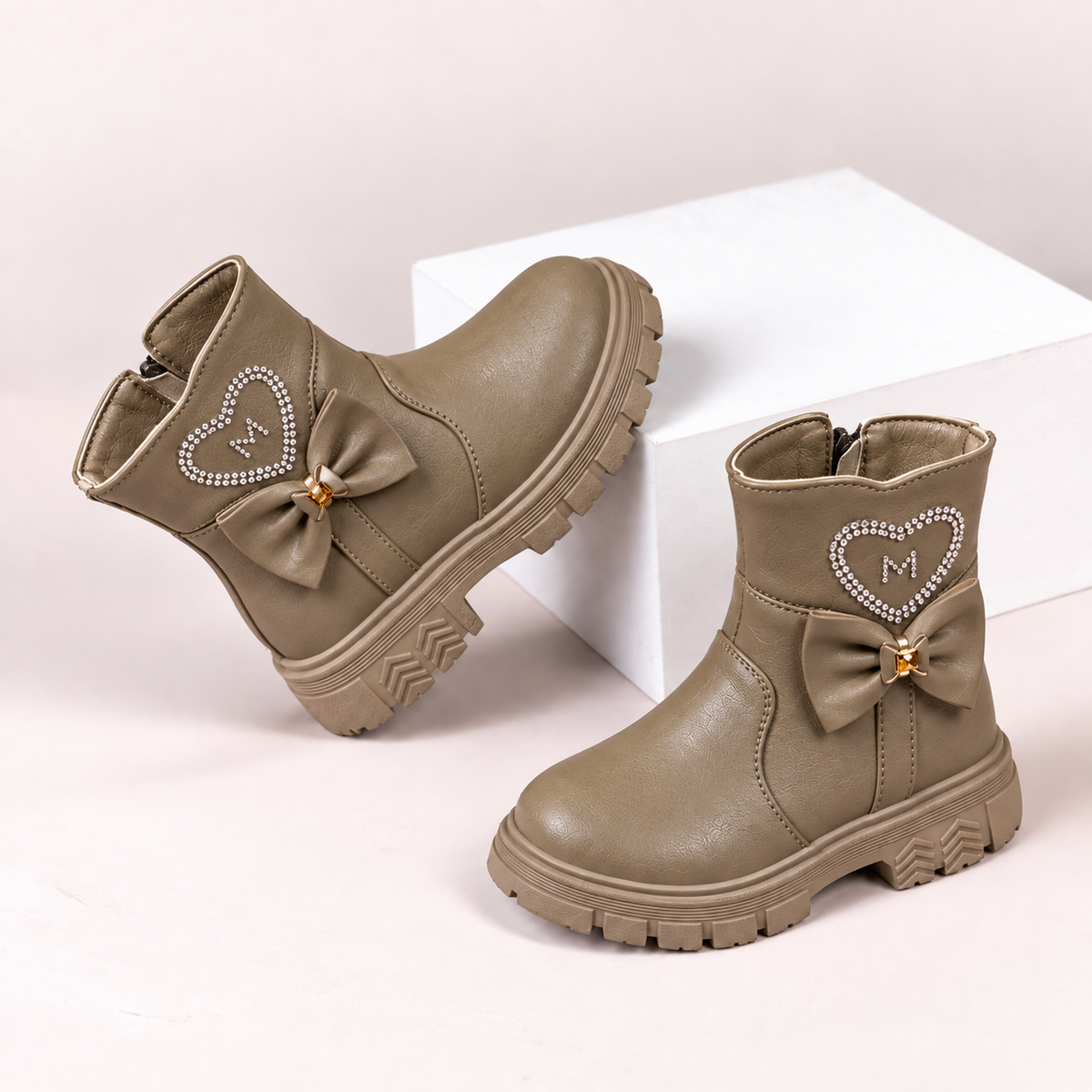 Girls’ Sweetheart Bow Ankle Boots – Stylish & Comfortable Everyday Boots