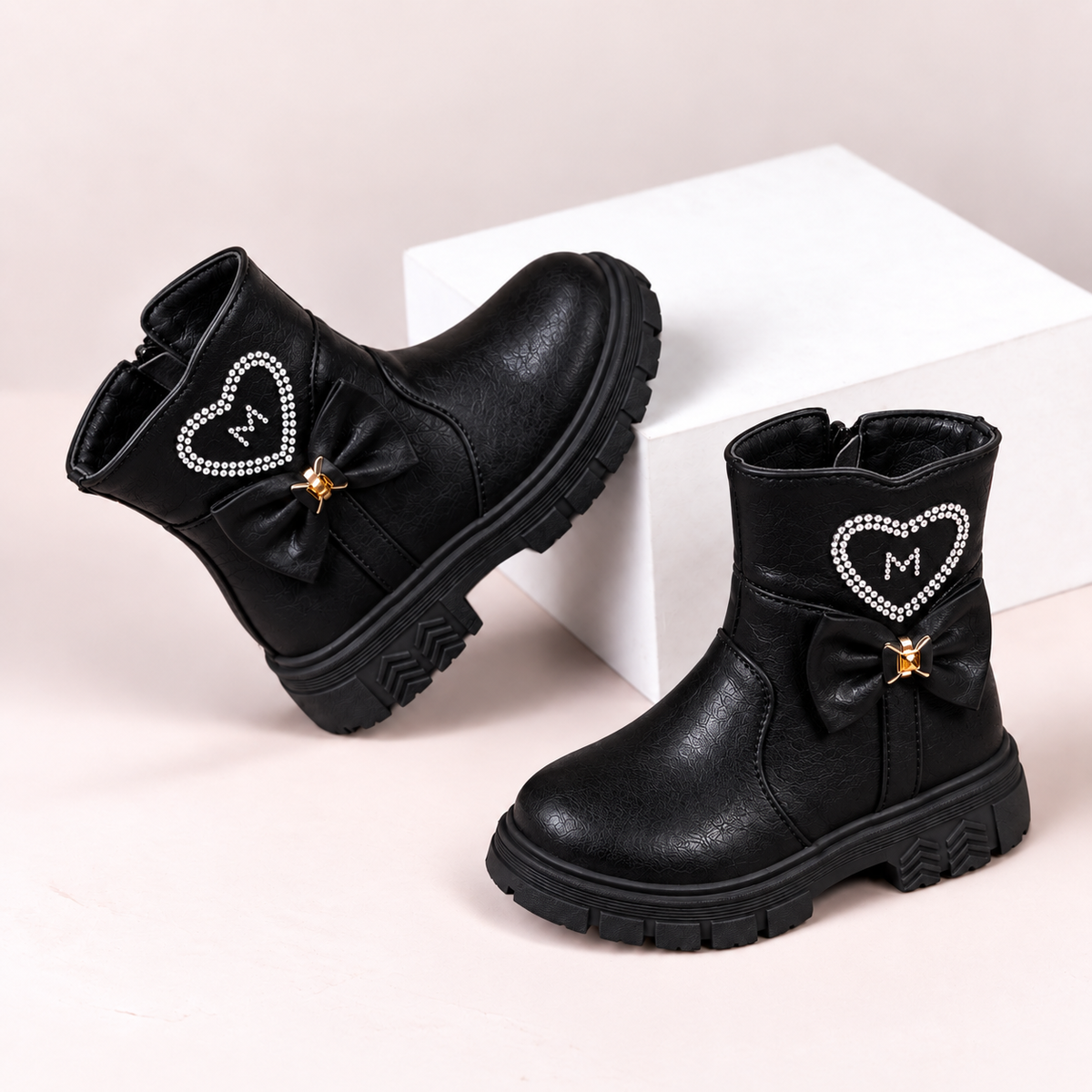 Girls’ Sweetheart Bow Ankle Boots – Stylish & Comfortable Everyday Boots