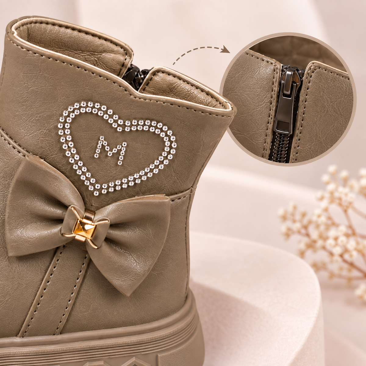 Girls’ Sweetheart Bow Ankle Boots – Stylish & Comfortable Everyday Boots