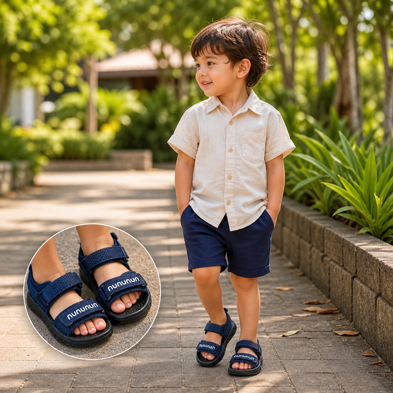 Kids Lightweight Sport Sandals – Adjustable Hook & Loop Summer Shoes