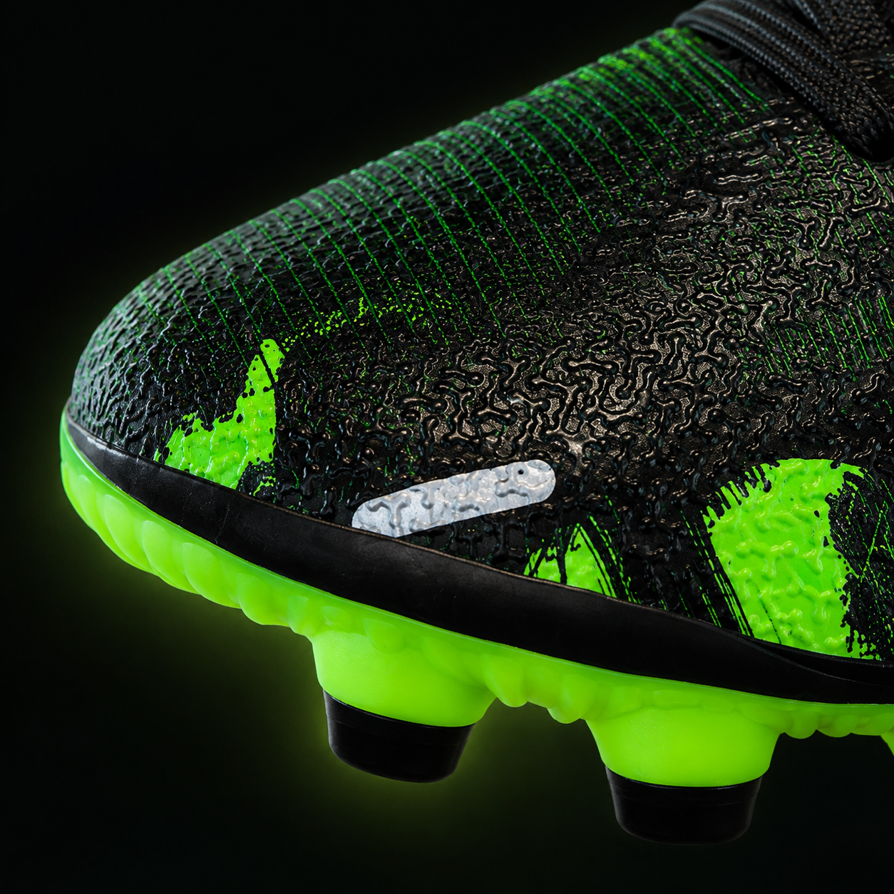 Kids’ Lightweight Football Cleats – Black & Neon Green