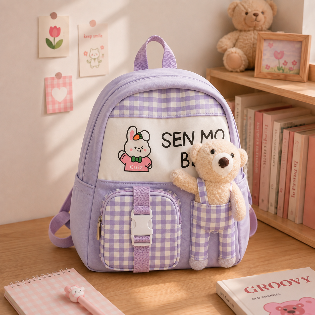 Cute Kids School Backpack with Teddy Bear – Lightweight & Adorable Everyday Bag