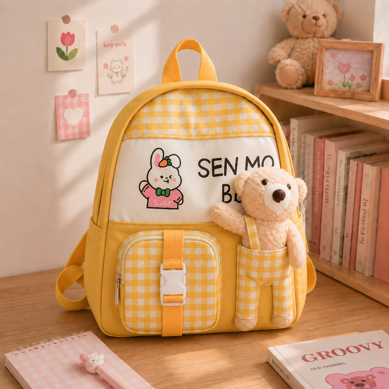 Cute Kids School Backpack with Teddy Bear – Lightweight & Adorable Everyday Bag