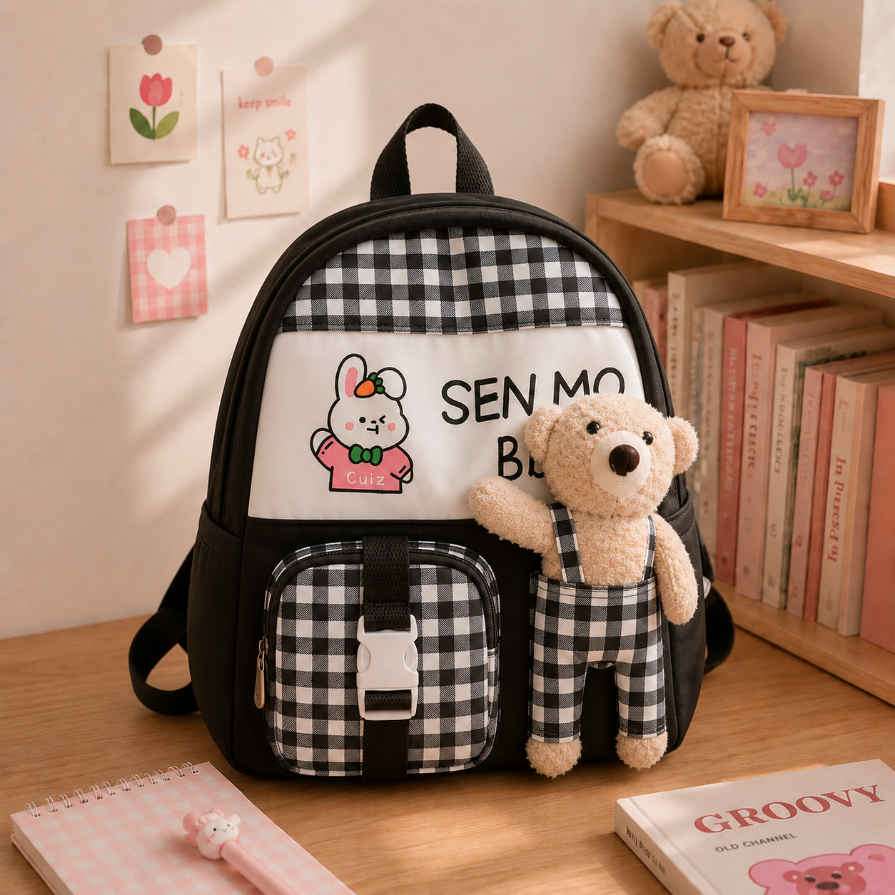 Cute Kids School Backpack with Teddy Bear – Lightweight & Adorable Everyday Bag