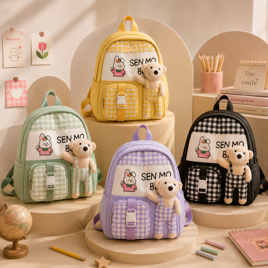 Cute Kids School Backpack with Teddy Bear – Lightweight & Adorable Everyday Bag
