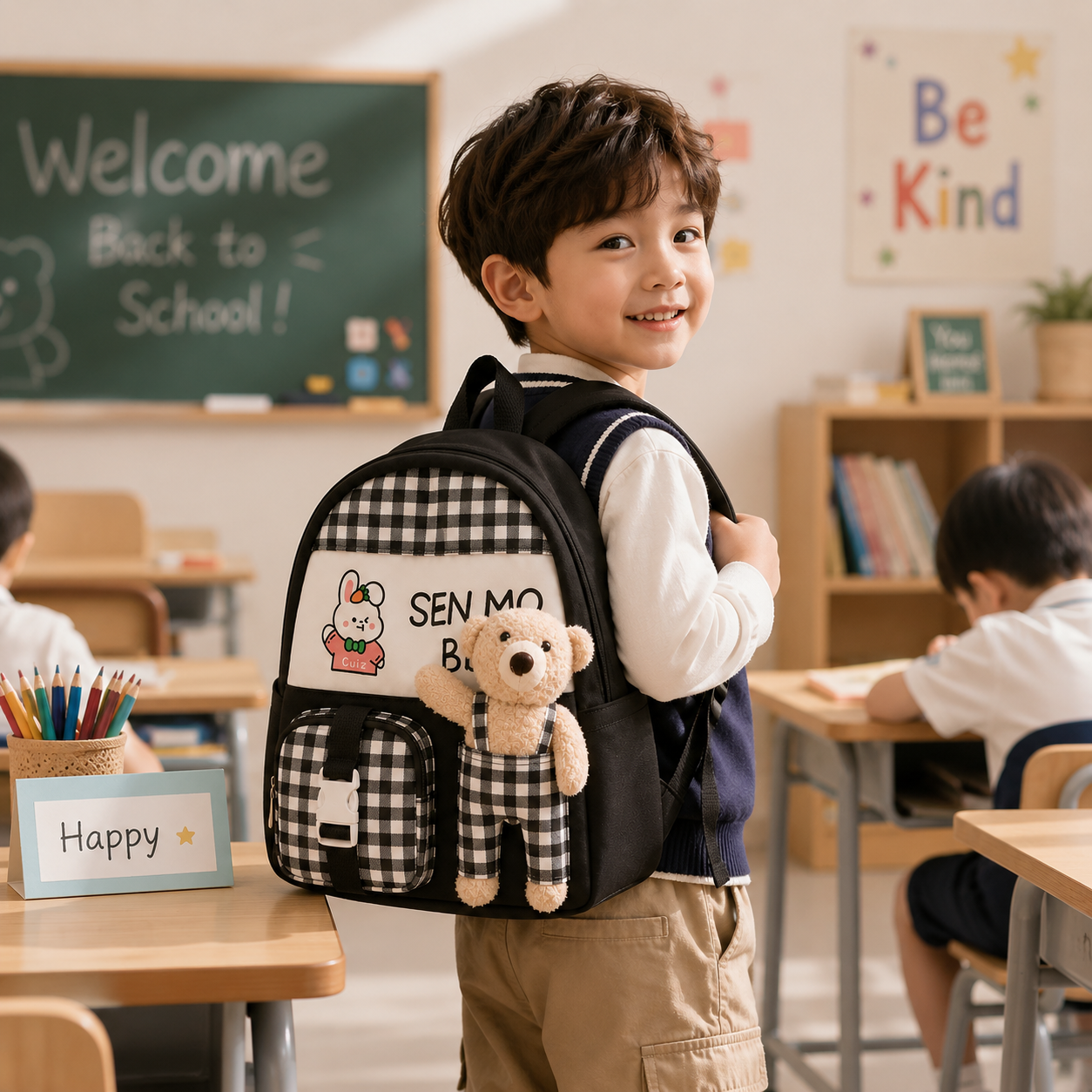 Cute Kids School Backpack with Teddy Bear – Lightweight & Adorable Everyday Bag