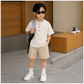 2026 New Kids Summer Outfit Set Striped Cotton Shirt Shorts Soft Breathable Clothes for Boys