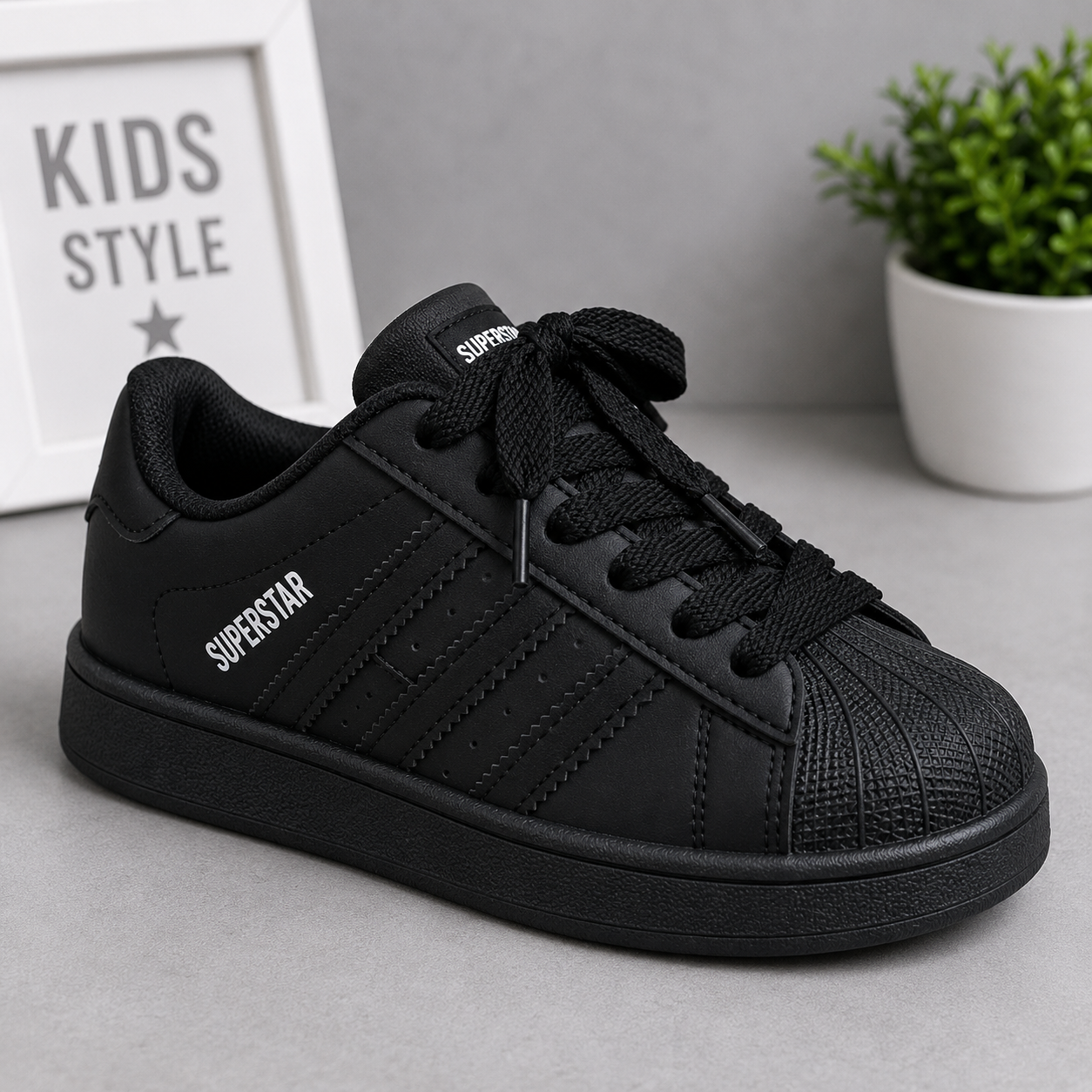 Baskets classiques à bout coquille pour enfants – Chaussures de sport décontractées à lacets pour garçons et filles Description du produit :
