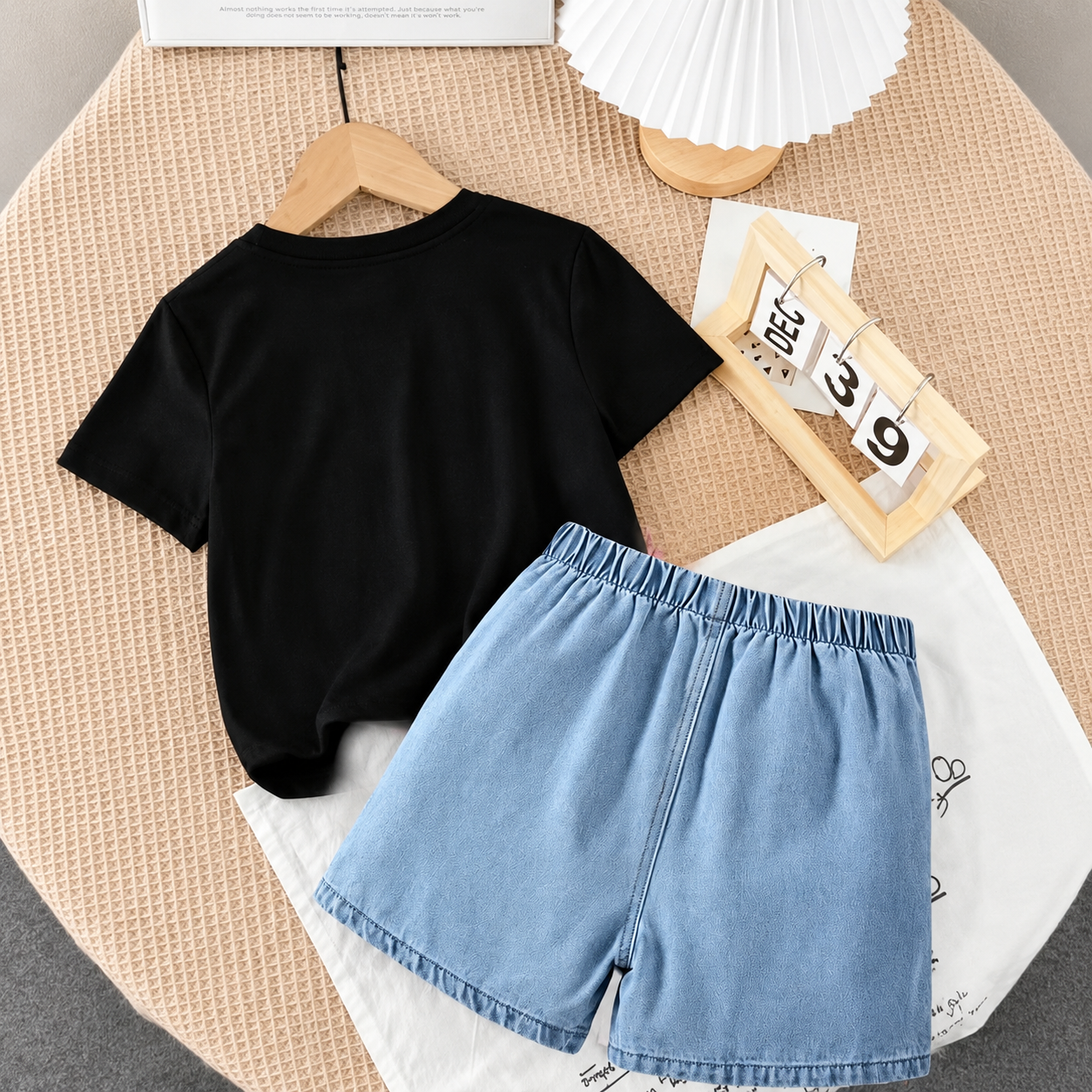 Ensemble d'Été Enfant T-Shirt Motif Ours et Short en Jean 🧸👕👖