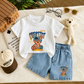 Ensemble d'Été Enfant T-Shirt Motif Ours et Short en Jean 🧸👕👖