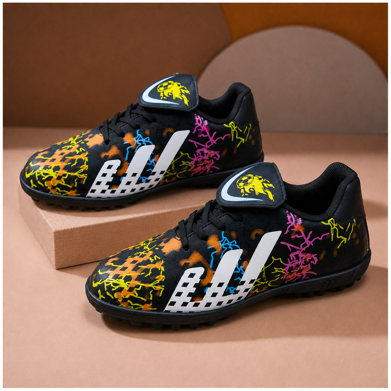 Boys' Graffiti Football Training Shoes – Lightweight Non-Slip Sports Sneakers