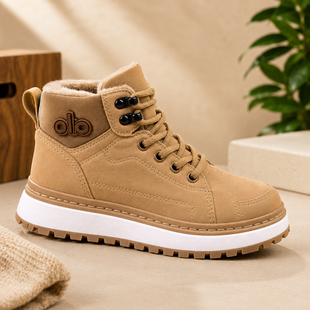 Bottes d’hiver montantes et chaudes pour enfants – Chaussures décontractées à lacets 