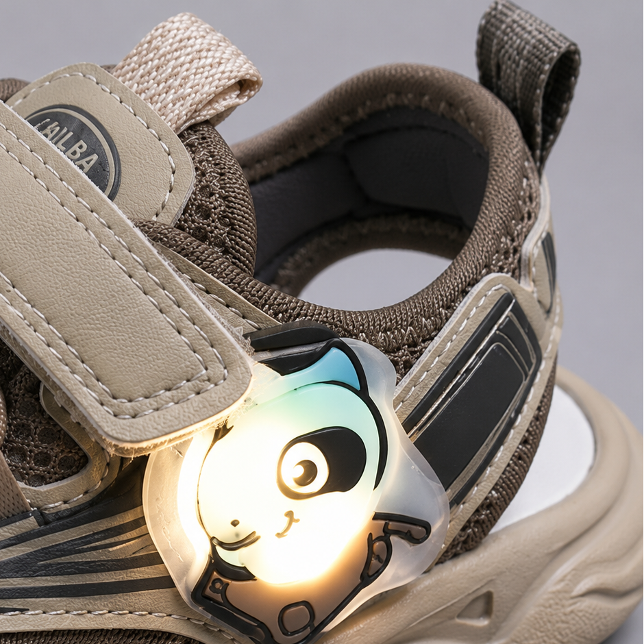 Kids Sport Sandals with LED Lights – Breathable Anti-Slip Summer Shoes