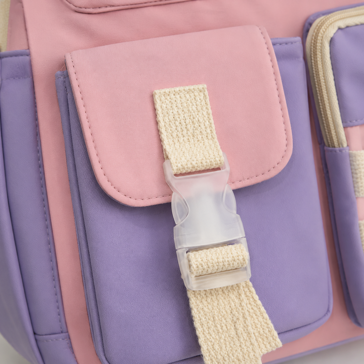 Kids Pastel Bear School Backpack – Multi-Pocket Cute & Practical Design