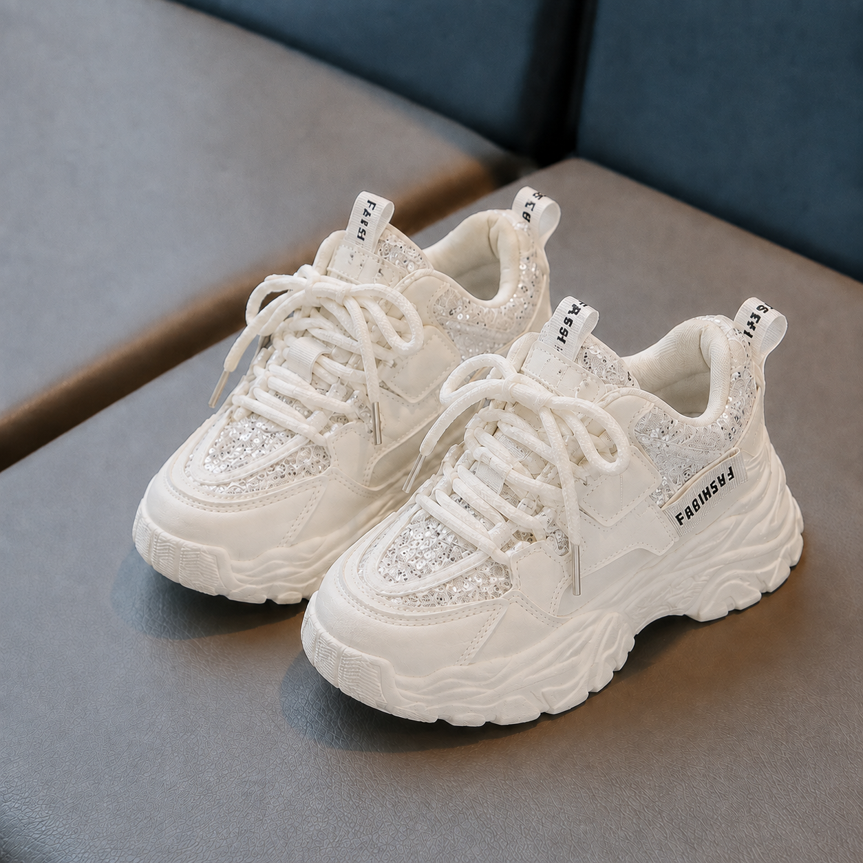 Baskets épaisses mode pour filles – Chaussures de sport décontractées à paillettes | Légères et confortables