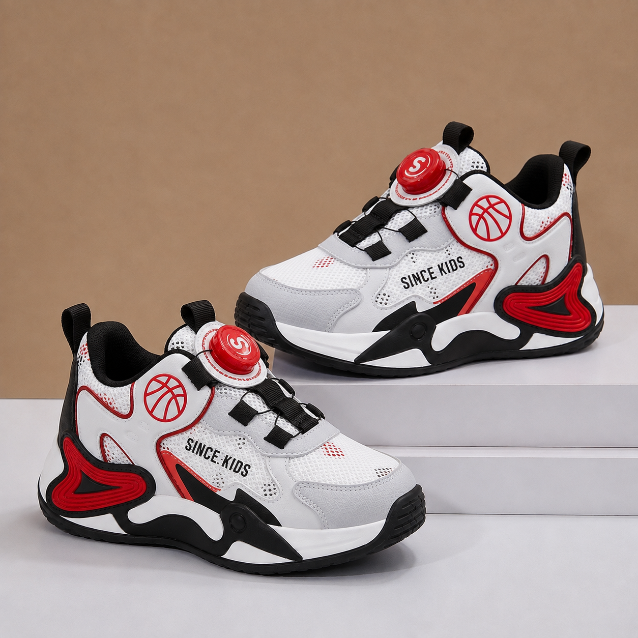 Baskets Chunky Sport Enfant – Chaussures de Course Légères et Respirantes avec Fermeture Rotative Facile