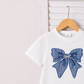 Girls' Bow Print T-Shirt & Pleated Denim Skirt 2-Piece Outfit Set – Stylish Casual Summer Clothing