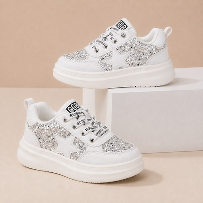 Baskets pailletées étoile pour filles – Chaussures décontractées tendance à semelle épaisse et confortables toute la journée