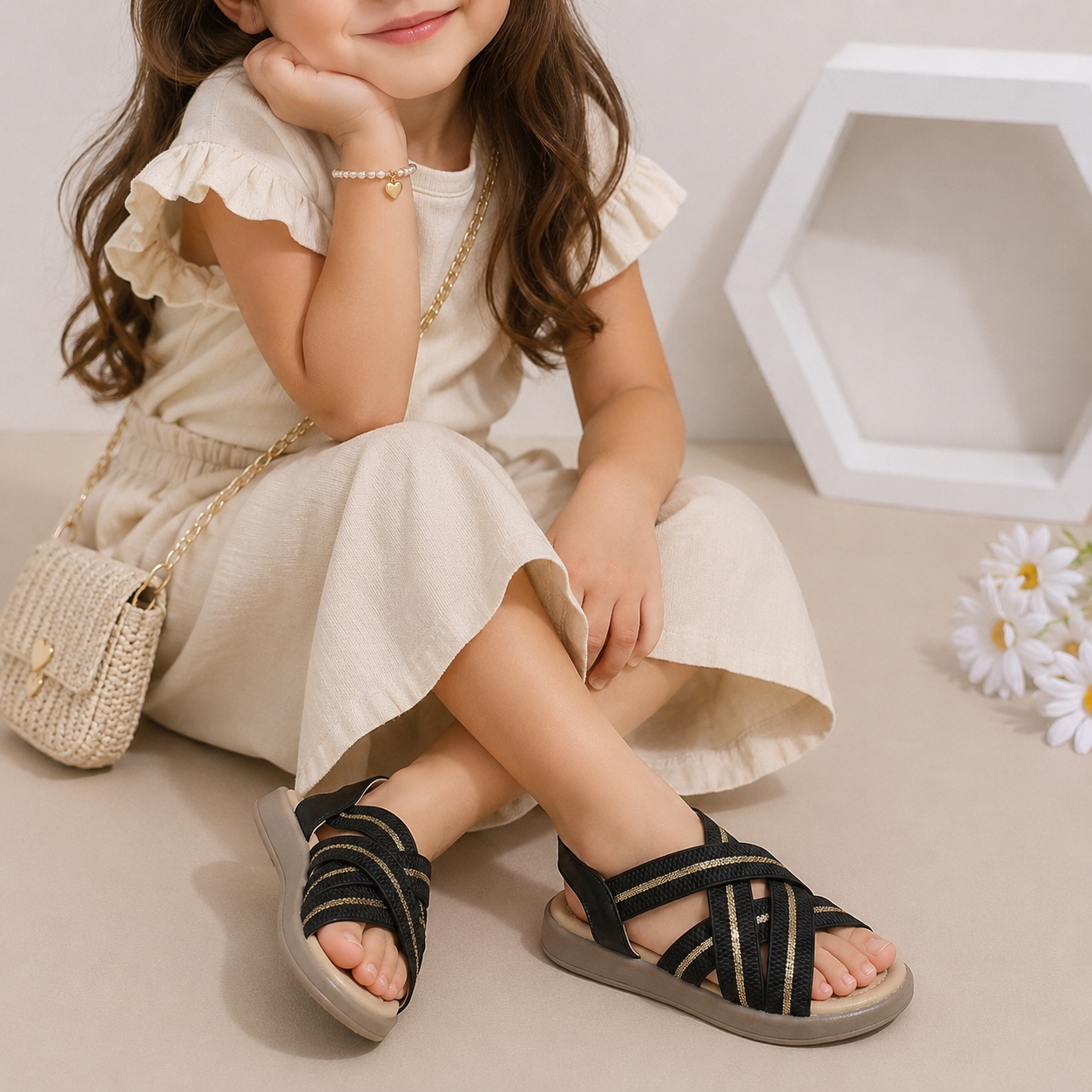 Sandales élégantes à brides croisées pour filles – Douces et stylées, confort d'été 👡✨