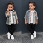 Boys 3-Piece Modern Plaid Flannel Shirt, SURFLO Graphic T-shirt, and Jogger Pants Outfit Set