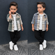 Boys 3-Piece Modern Plaid Flannel Shirt, SURFLO Graphic T-shirt, and Jogger Pants Outfit Set