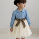 ✨ Elegant Girls Denim & Tulle Dress with Leopard Bow – Princess Style Outfit